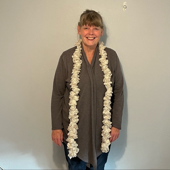 New Handmade Crochet Multi-Colored Sequined Champagne Color Scarf 62” Long - Picture 9 of 11